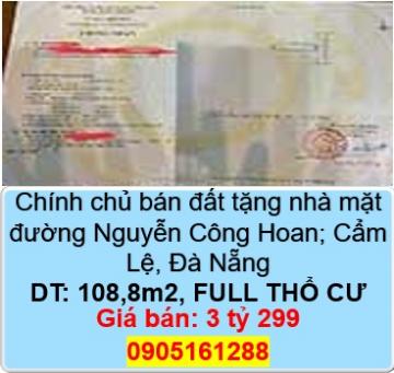 💥Chính chủ bán đất tặng nhà mặt đường Nguyễn Công Hoan; Cẩm Lệ, Đà Nẵng; 3,299 tỷ; 0905161288