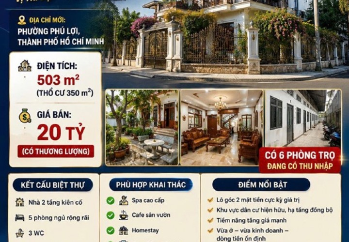 ⭐chinh chu ban biet thu goc 2mt 500m2 phuong phu loi (thu dau mot, binh duong), tp.hcm. 0962214131