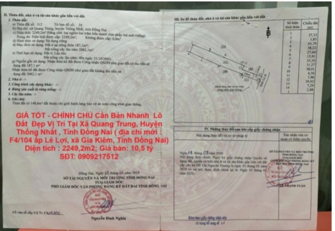 ⭐chinh chu can ban nhanh lo dat vi tri dep tai xa gia kiem, (huyen thong nhat cu) dong nai, 0909217512
