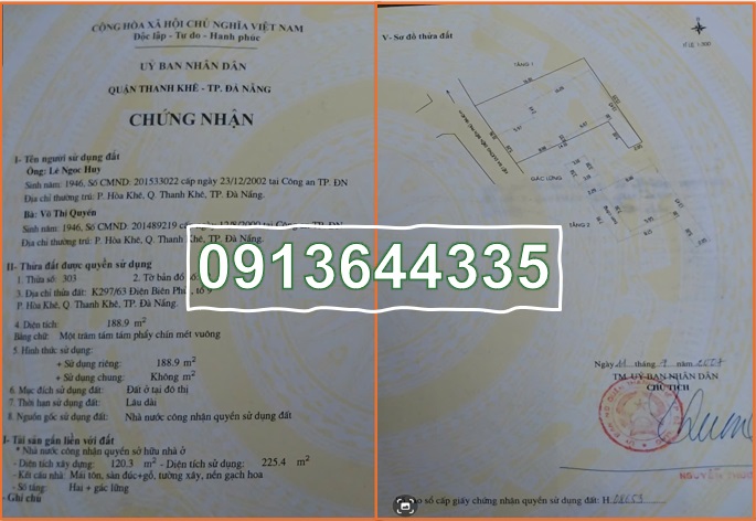 ⭐️chinh chu ban dat tang nha tai cu chinh lan, thanh khe, da nang, gia 16 ty - 0913644335