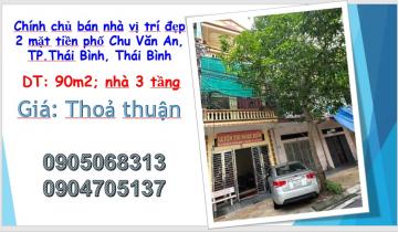 ⭐Chính chủ bán nhà vị trí đẹp 2 mặt tiền phố Chu Văn An, TP.Thái Bình; 0905068313