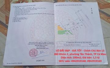 ⭐️Chính chủ bán lô đất Khóm 2, phường Tân Thành, TP Cà Mau; 0942919168