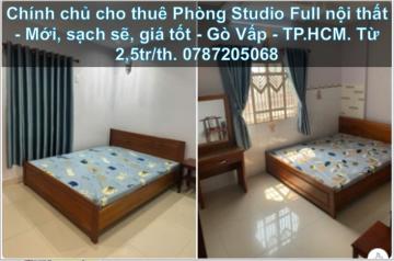 ⭐️Chính chủ cho thuê Phòng Studio Full nội thất - Mới, sạch sẽ, giá tốt - Gò Vấp - TP.HCM. Từ 2,5tr/th. 0787205068