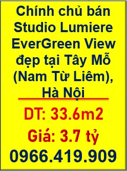 ☢️Chính chủ bán Studio Lumiere EverGreen View đẹp tại Tây Mỗ (Nam Từ Liêm), Hà Nội. 0966419909