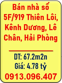 ⭐Bán nhà số 5F/919 Thiên Lôi, Kênh Dương, Lê Chân, Hải Phòng, 0913.096.407