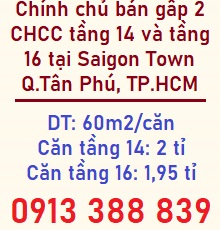 ⭐Chính chủ bán gấp 2 CHCC tầng 14 và tầng 16 tại Saigon Town Q.Tân Phú; 2tỷ/căn; 0913388839