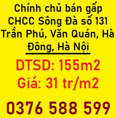⭐Chính chủ bán gấp CHCC Sông Đà số 131 Trần Phú, Văn Quán, Hà Đông, 31tr/m2; 0376588599