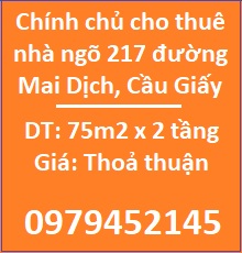 ⭐Chính chủ cho thuê nhà ngõ 217 đường Mai Dịch, Cầu Giấy, 0903292972
