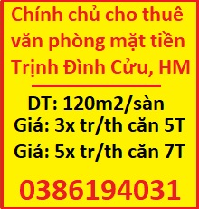 ⭐Chính chủ cho thuê văn phòng mặt tiền Trịnh Đình Cửu, Hoàng Mai; 3x tr/th; 0386194031