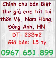 ⭐️Chính chủ bán Biệt thự giá cực tốt tại thôn Vệ, Nam Hồng, Đông Anh, 15tỷ; 0967651899