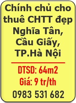 ⭐️Chính chủ cho thuê CHTT đẹp Nghĩa Tân, Cầu Giấy, Hà Nội; 0983531682