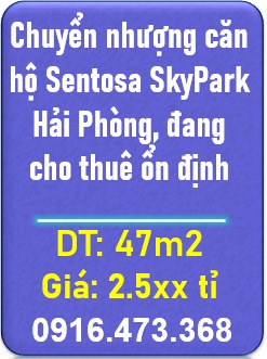 ⭐️Chuyển nhượng căn hộ Sentosa SkyPark Hải Phòng, đang cho thuê ổn định; 0916.473.368
